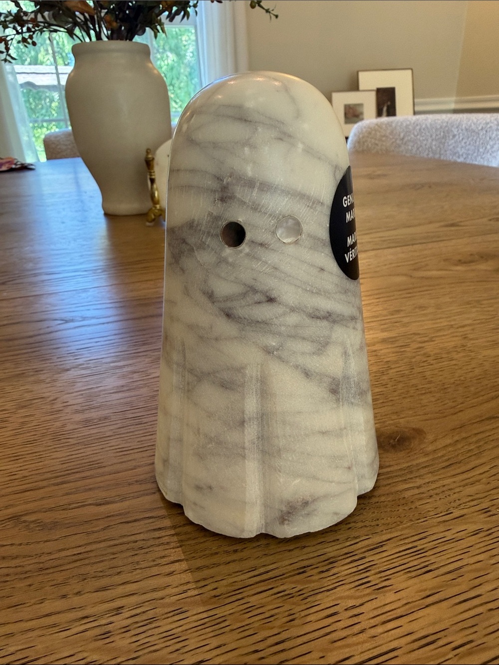 Marble-Pattern Ceramic Accent Vase in White and Gray